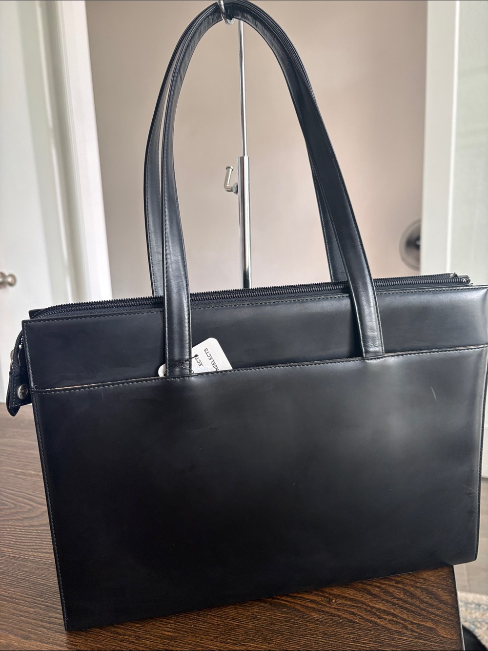 Burberry Nova Check Vintage Leather Tote Bag Black EUC - Picture 3 of 13